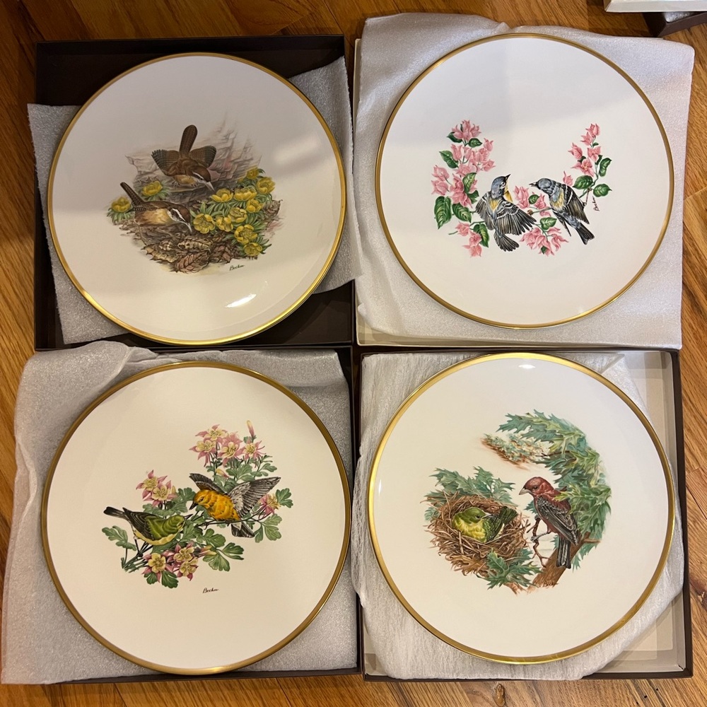 Boehm Porcelain Woodland Birds of America Plates (4)